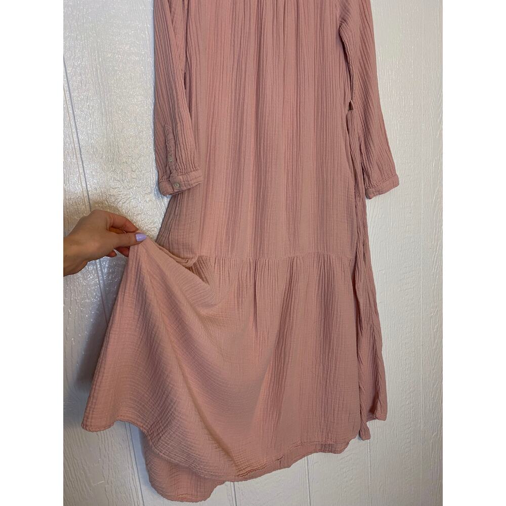 XIRENA Pink Gauze Belted Long Sleeve Maxi Dress US S - Picture 7 of 12